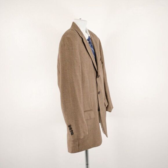 Nautica Lord & Taylor Brown Blue Check Silk Wool 3 Button Sport‎ Coat 42R - Picture 8 of 14